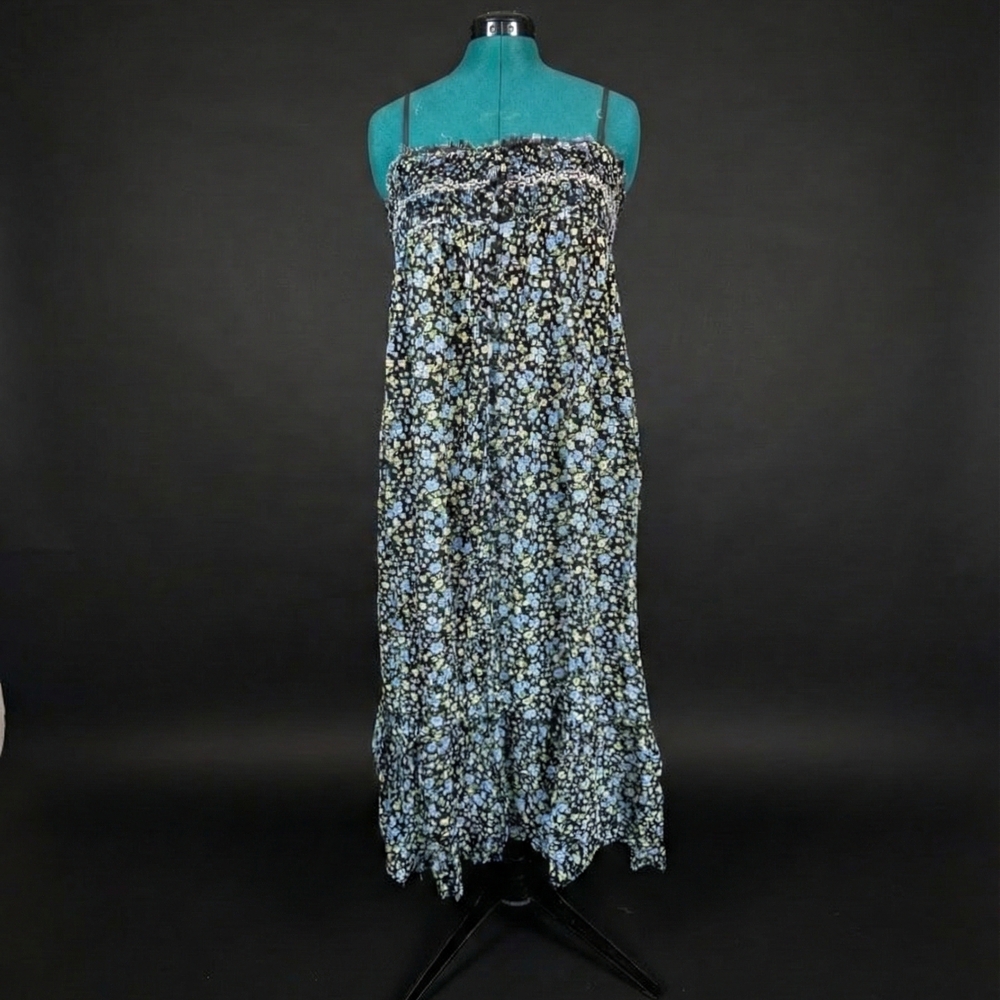 Free People Black and Blue Floral Maxi Dress